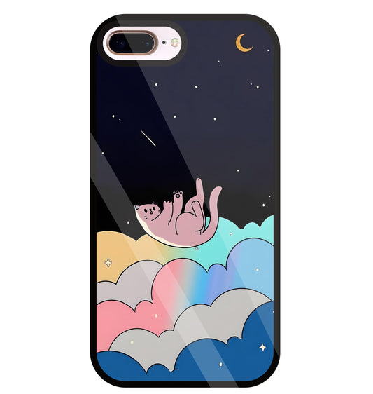 Space Cat Art Glass Case For Apple iPhone 8 +