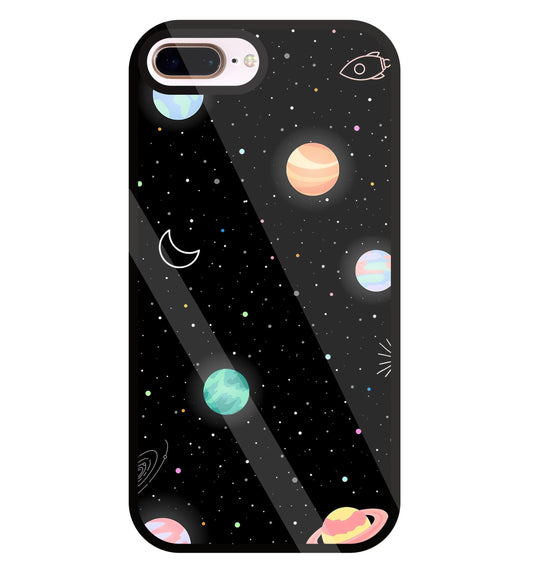 Space Galaxy Glass Case For Apple iPhone 8 +