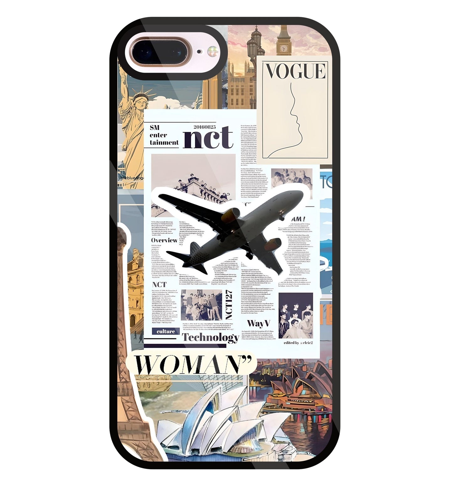 Woman Aeroplane Glass Case For Apple iPhone 8 +
