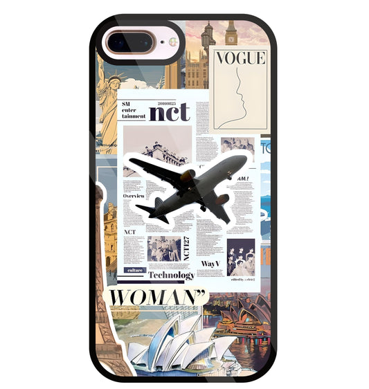Woman Aeroplane Glass Case For Apple iPhone 8 +