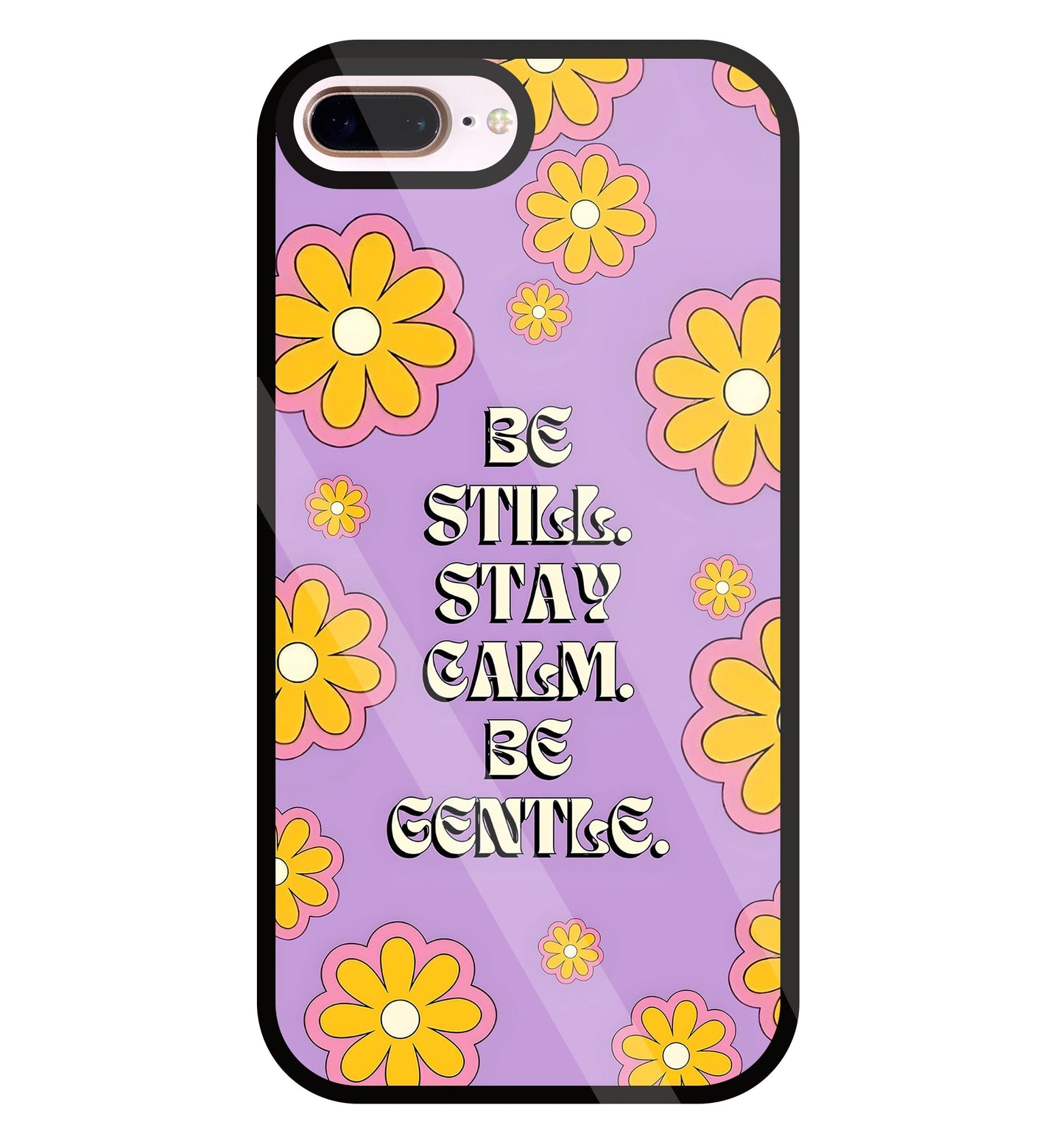 Yellow Flowers With Quotes Glass Case For Apple iPhone 8 +