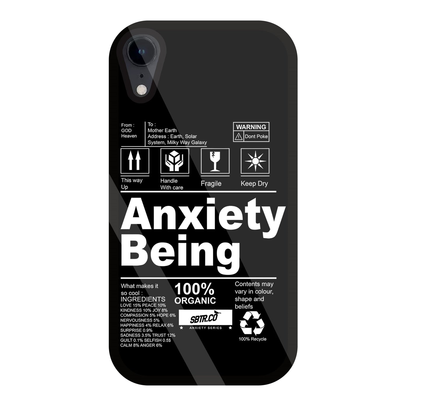 Anxiety Being Glass Case For Apple iPhone Xr