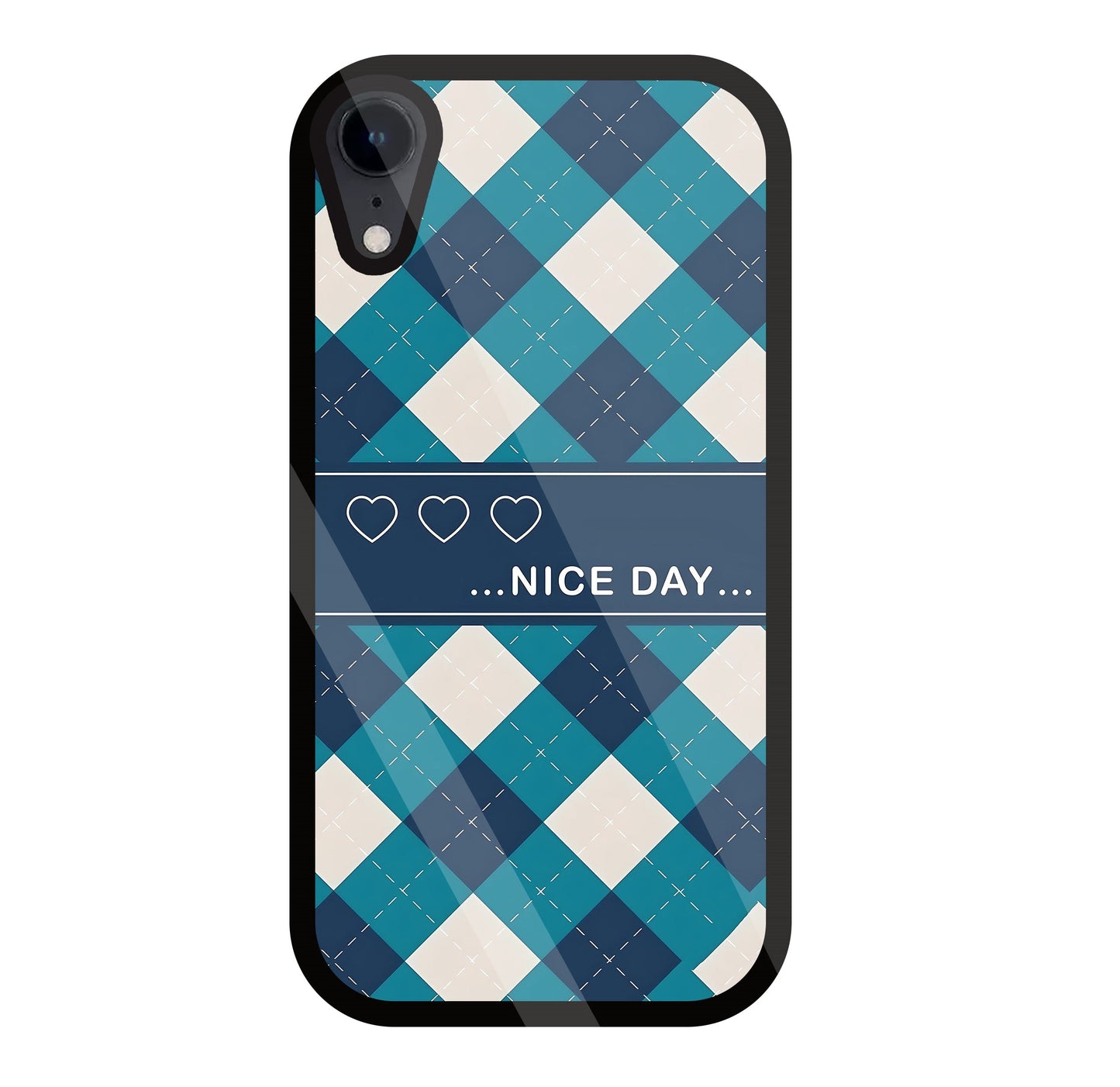 Argyle sweater pattern Glass Case For Apple iPhone Xr
