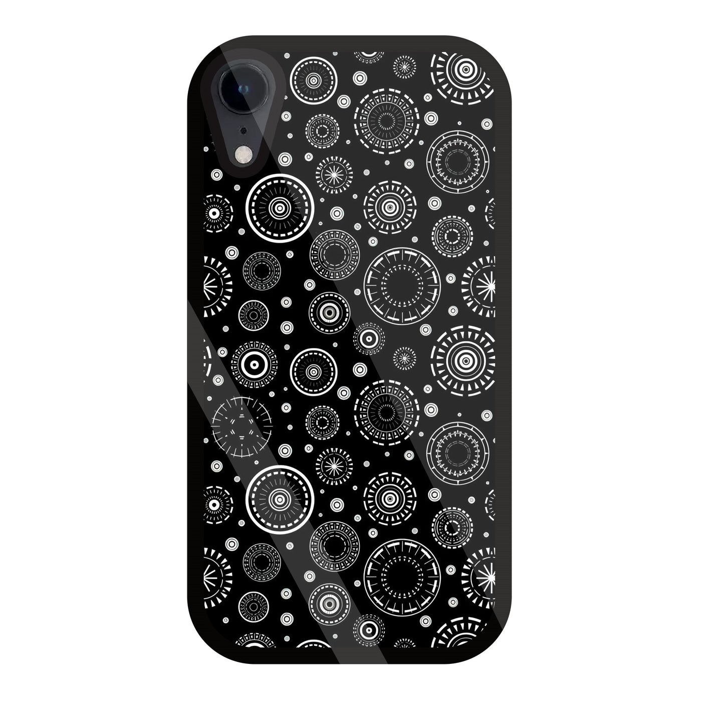 Black Circle Pattern Glass Case For Apple iPhone Xr
