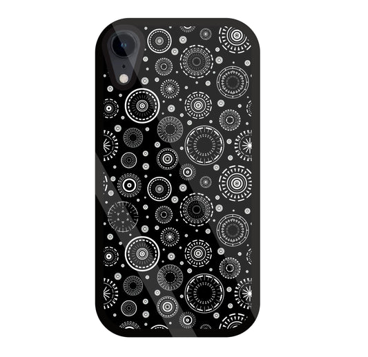 Black Circle Pattern Glass Case For Apple iPhone Xr