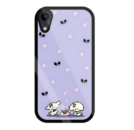 Black Ribbon With Stars Glass Case For Apple iPhone Xr
