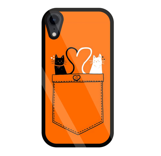 Black And White Cat In Pocket Glass Case For Apple iPhone Xr
