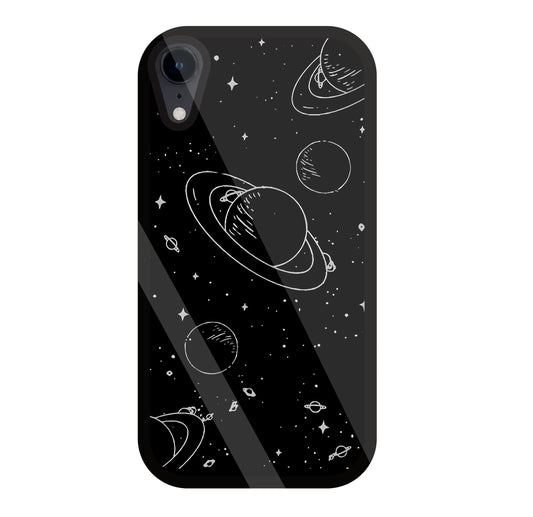 Black And White Space Glass Case For Apple iPhone Xr