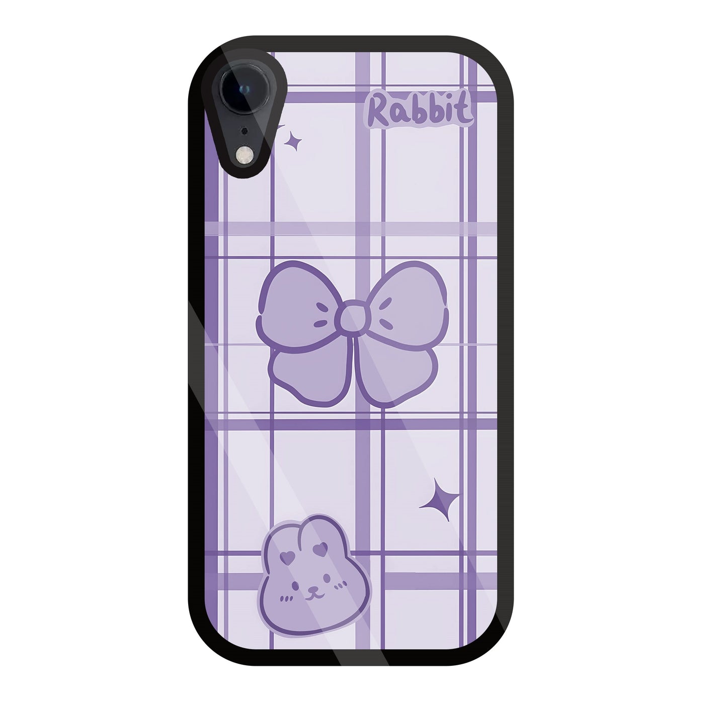 Butterfly Checked Pattern Glass Case For Apple iPhone Xr