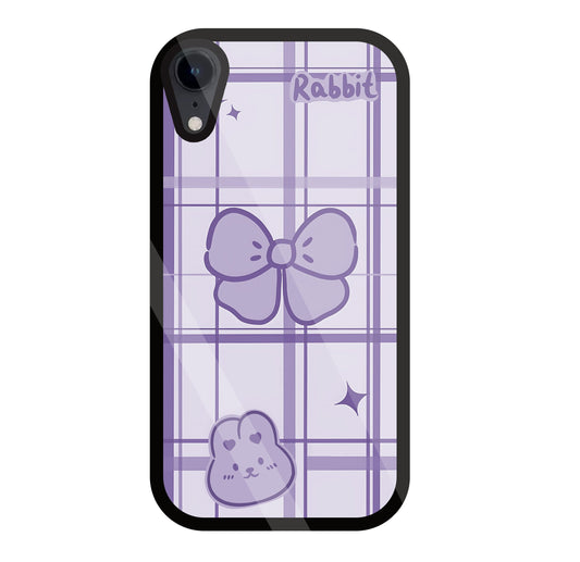 Butterfly Checked Pattern Glass Case For Apple iPhone Xr