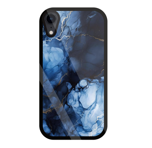 Dark Blue Marble Glass Case For Apple iPhone Xr