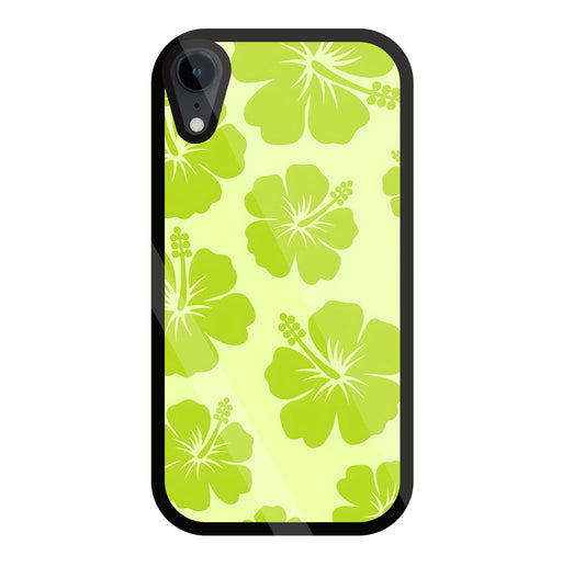 Hibiscus Flower Green Glass Case For Apple iPhone Xr