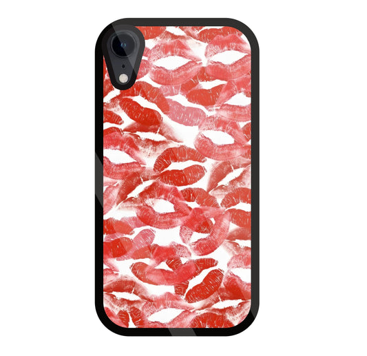 Multi Lips Kisses Glass Case For Apple iPhone Xr