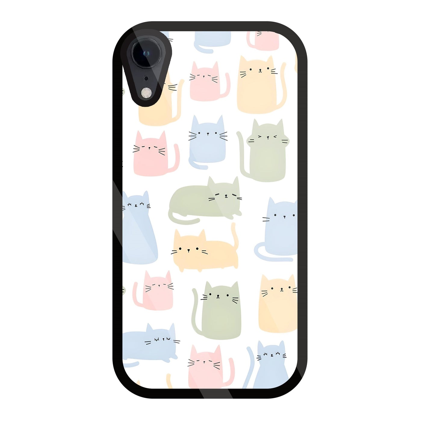 Multicolor cat Glass Case For Apple iPhone Xr