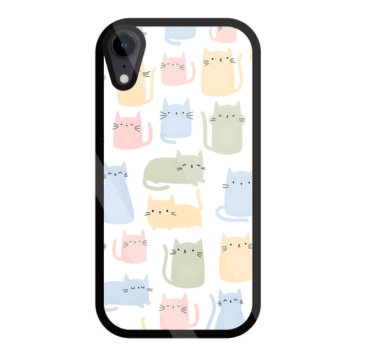 Multicolor cat Glass Case For Apple iPhone Xr