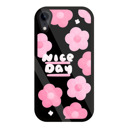 Nice Day Pink Flower Glass Case For Apple iPhone Xr