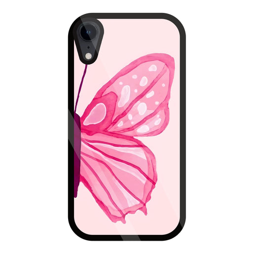 Pink ButterFly Art Glass Case For Apple iPhone Xr