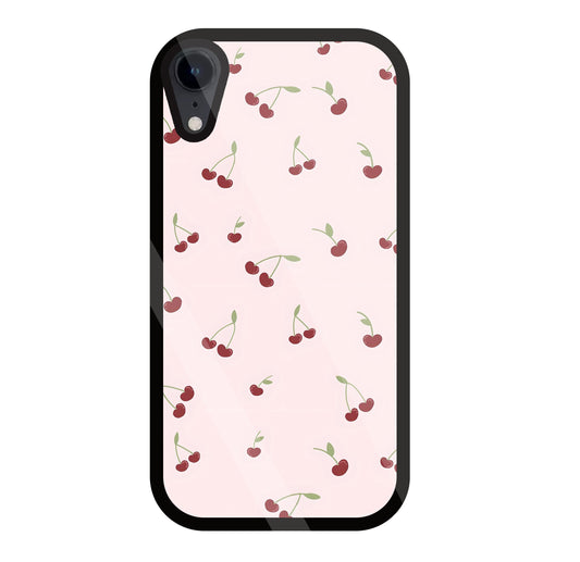 Pink Cherry Glass Case For Apple iPhone Xr