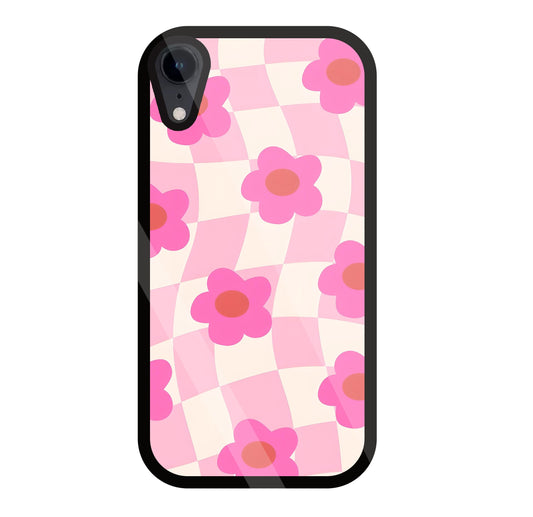 Pink Flower Glass Case For Apple iPhone Xr