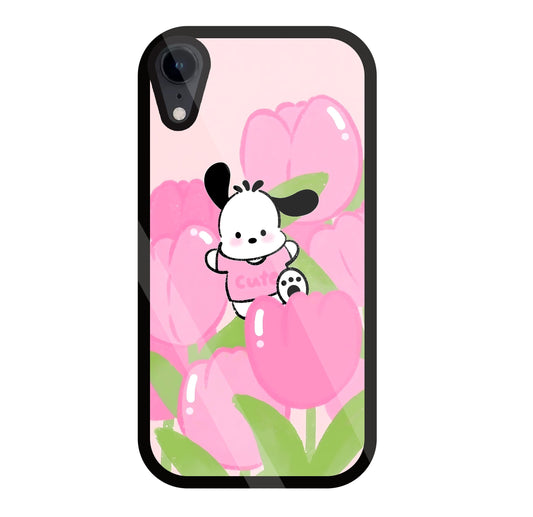 Pochacco Puppy And Rose Glass Case For Apple iPhone Xr