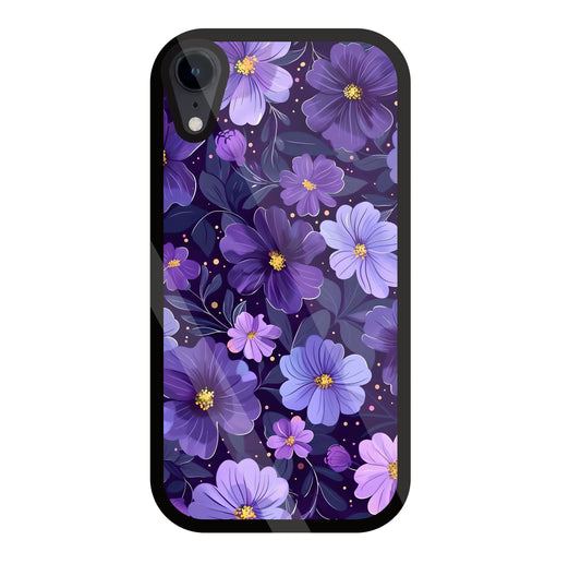 Purple Flower Blooms Glass Case For Apple iPhone Xr