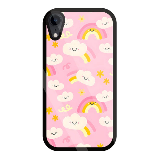Smile Clouds With  Rainbow Glass Case For Apple iPhone Xr