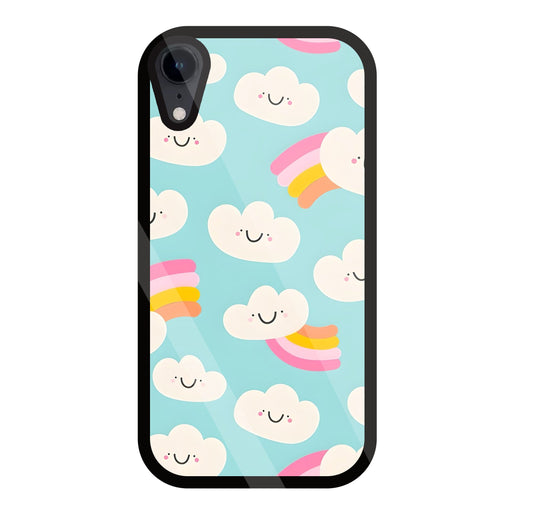Smiley Clouds Glass Case For Apple iPhone Xr