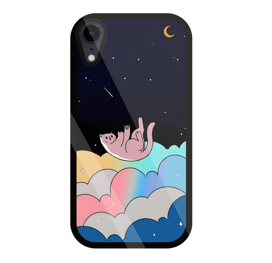 Space Cat Art Glass Case For Apple iPhone Xr
