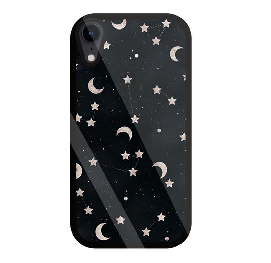 Star And Hulf Moon Space Glass Case For Apple iPhone Xr