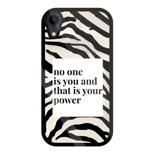 Zebra pattern with quote Glass Case For Apple iPhone Xr