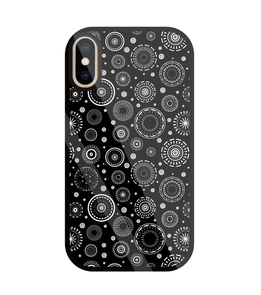 Black Circle Pattern Glass Case For Apple iPhone Xs