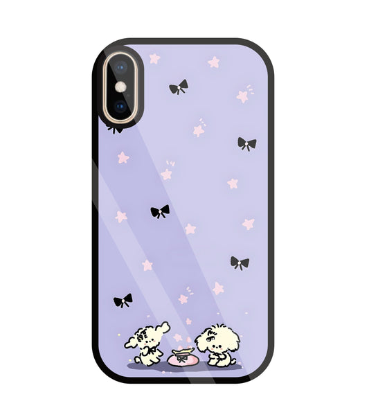 Black Ribbon With Stars Glass Case For Apple iPhone Xs