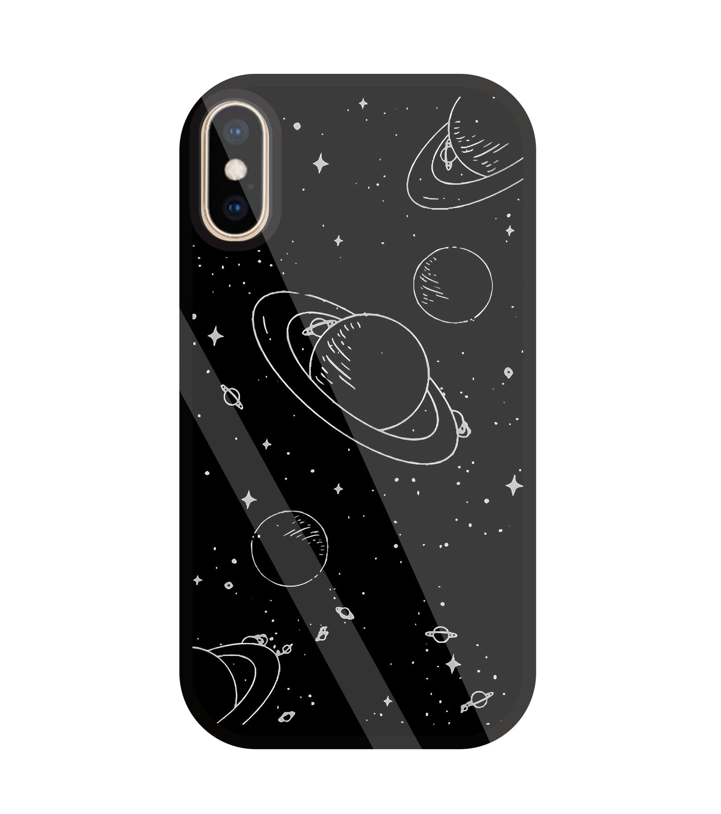 Black And White Space Glass Case For Apple iPhone Xs