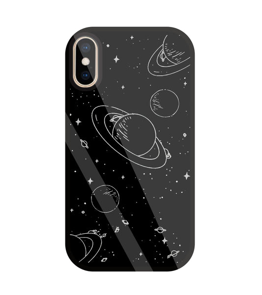 Black And White Space Glass Case For Apple iPhone Xs
