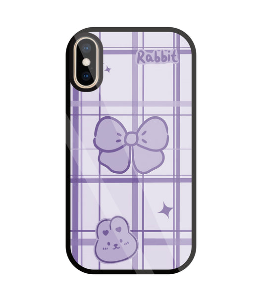 Butterfly Checked Pattern Glass Case For Apple iPhone Xs