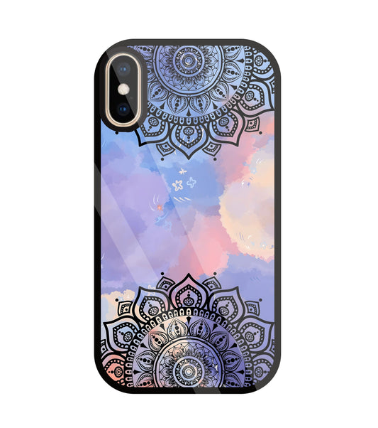 Colorful Mandala Pattern Glass Case For Apple iPhone Xs