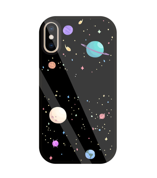 Colorful Space Glass Case For Apple iPhone Xs