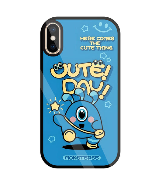 Cute Day! Monsterse Blue Glass Case For Apple iPhone Xs