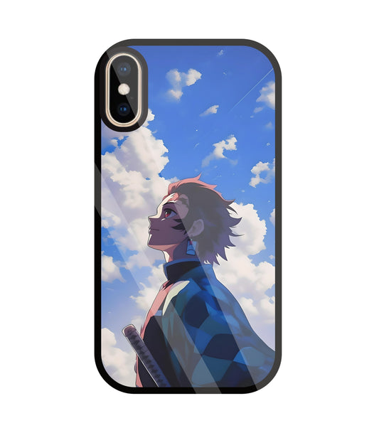 Demon Slayer-Tanjiro Kamado Glass Case For Apple iPhone Xs