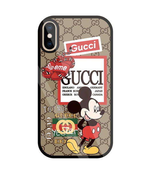 Gucci Mickey Glass Case For Apple iPhone Xs