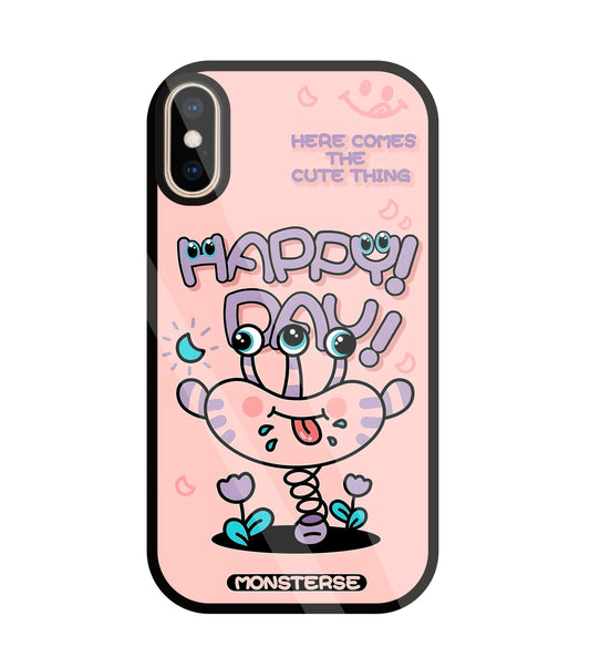 Happy Day Monsterse Pink Glass Case For Apple iPhone Xs