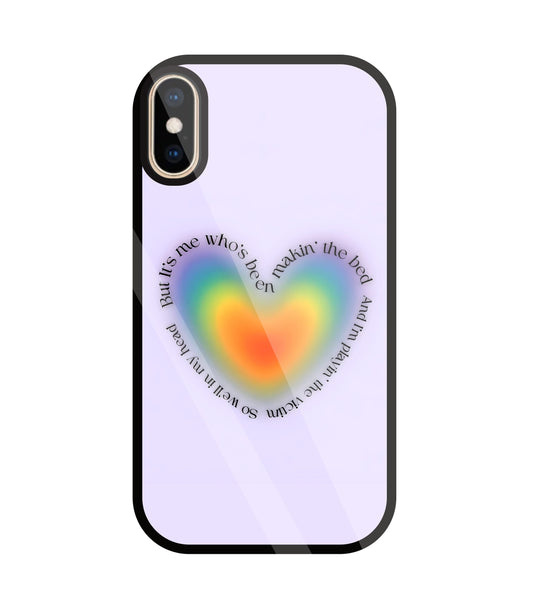 Heart With Neon Colour Glass Case For Apple iPhone Xs