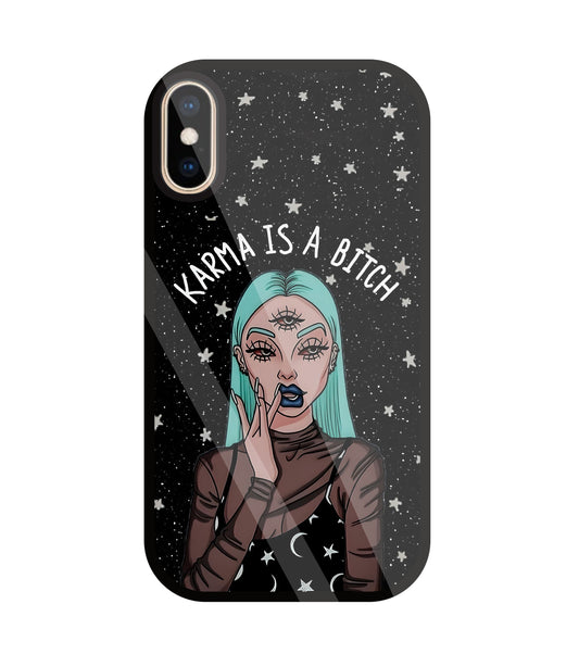 Karma Is A Bitch Glass Case For Apple iPhone Xs