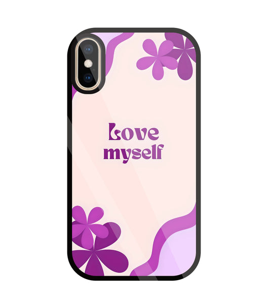Love Myself Purple Flower Glass Case For Apple iPhone Xs