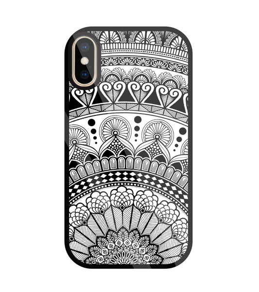 Mandala Pattern Black And White Glass Case For Apple iPhone Xs