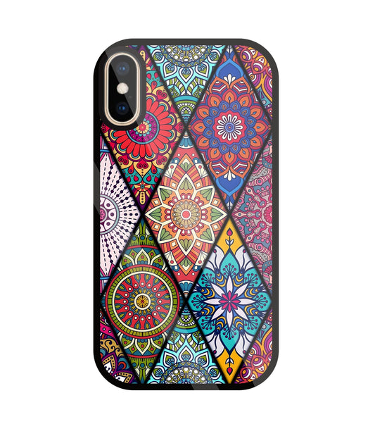 Mandala Patterns Colourful Glass Case For Apple iPhone Xs
