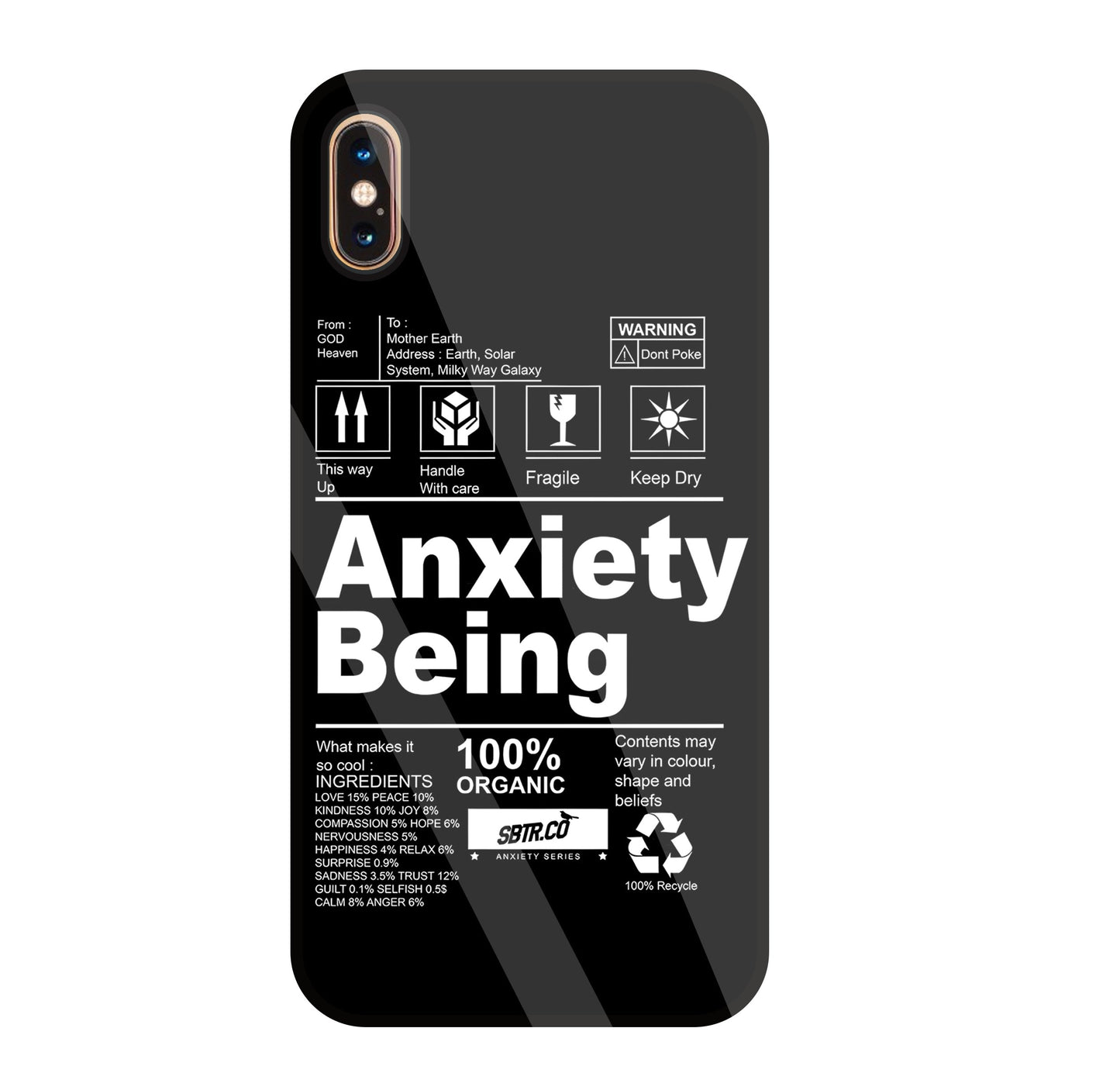Anxiety Being Glass Case For Apple iPhone Xs Max