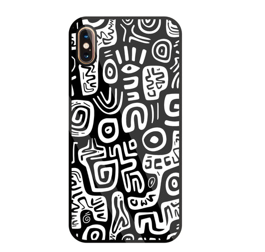 Black And White Doodle Art Glass Case For Apple iPhone Xs Max
