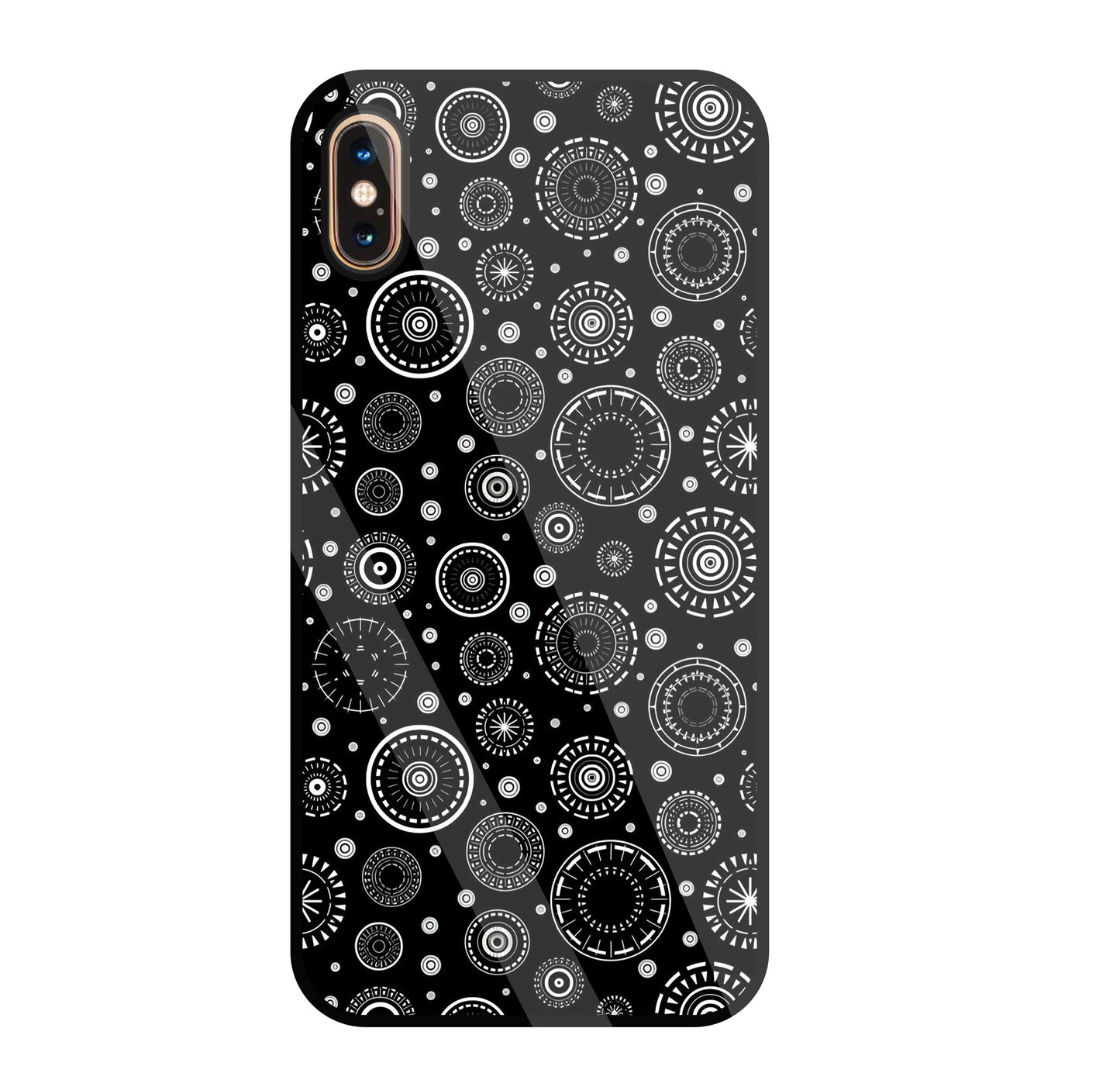 Black Circle Pattern Glass Case For Apple iPhone Xs Max