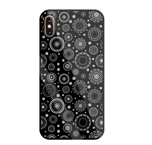 Black Circle Pattern Glass Case For Apple iPhone Xs Max
